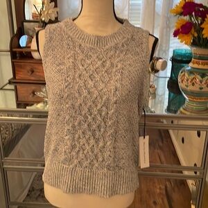💕 White + Warren size L cable tank sleeveless sweater. Indigo combo. FABULOUS!